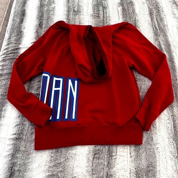 Jordan Mens L Red DV7724-687 Dri-FIT Air Logo Long Sleeve Fleece Pullover Hoodie - Picture 4 of 4